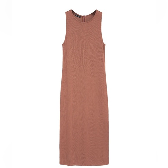 Anine Bing Savannah knit crew neck sleeveless midi dress terracotta waffle new - Picture 4 of 13